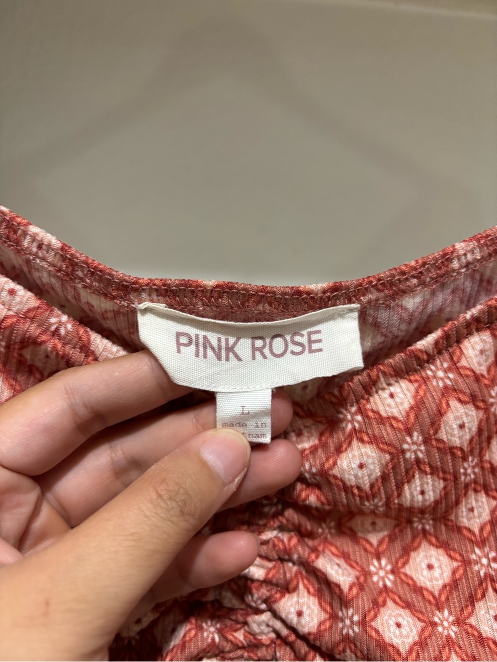 Pink Rose Rust Floral Ruched Drawstring Crop Top - Picture 2 of 5